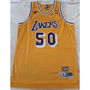 Magic Johnson Los Angeles Lakers 50th Anniversary Jersey Adidas Mens XL Yellow